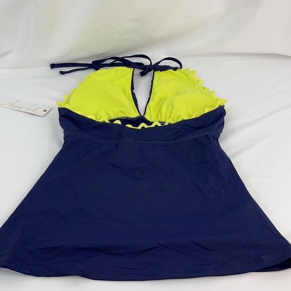 Anne Cole Navy Blue Halter Tankini Top Size S - Picture 7 of 8